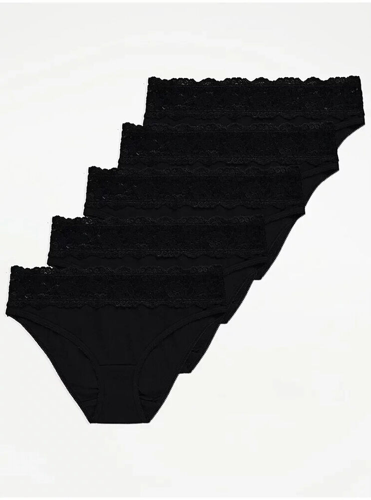 5 Pack High Leg Lace Knickers Briefs Pants Underwear