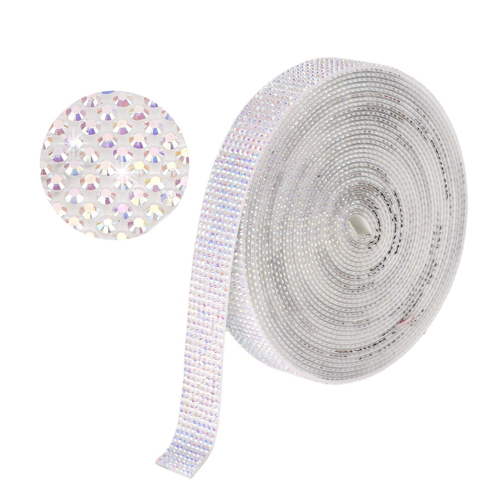 Self Adhesive Rhinestone Strips 6 Yards 0.6 Inch for Craft,Beige AB