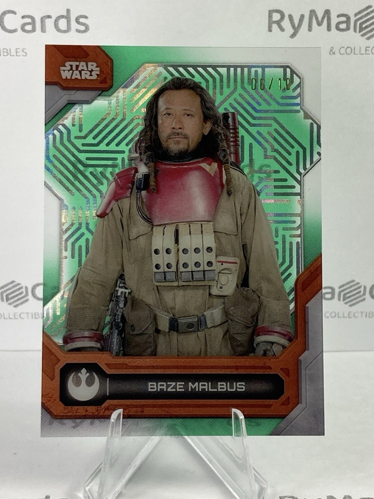 /10 Baze Malbus 2024 Topps Star Wars High Tek Green Diffractor Imperial Pattern