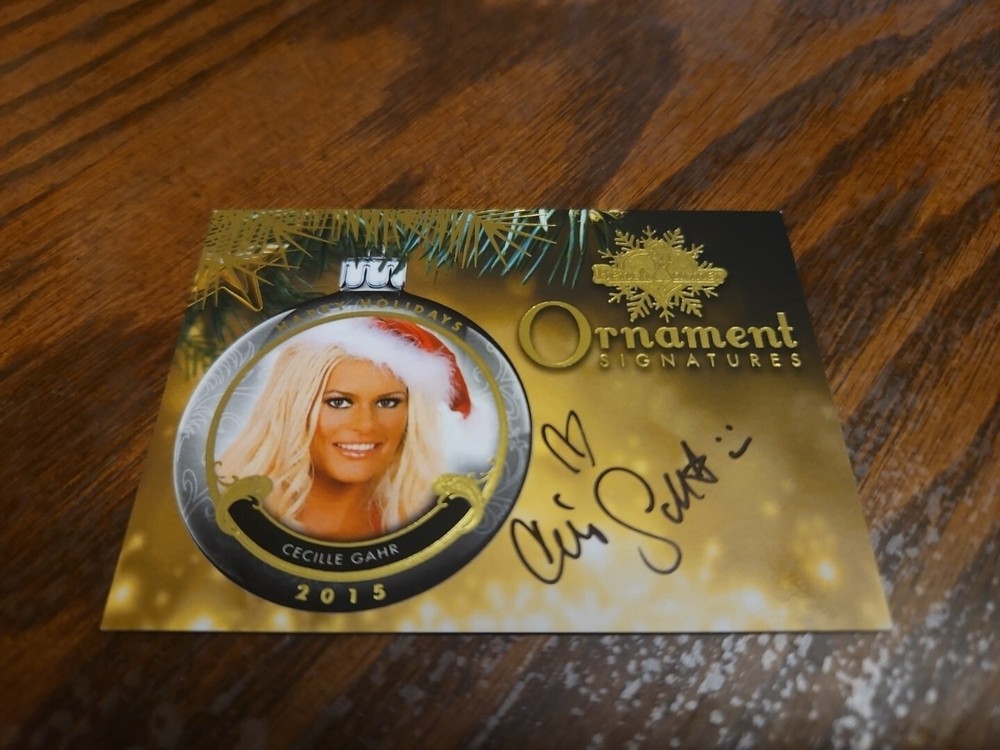 Benchwarmer 2015 Cecille Gahr Happy Holidays Ornament Signatures Auto Playboy