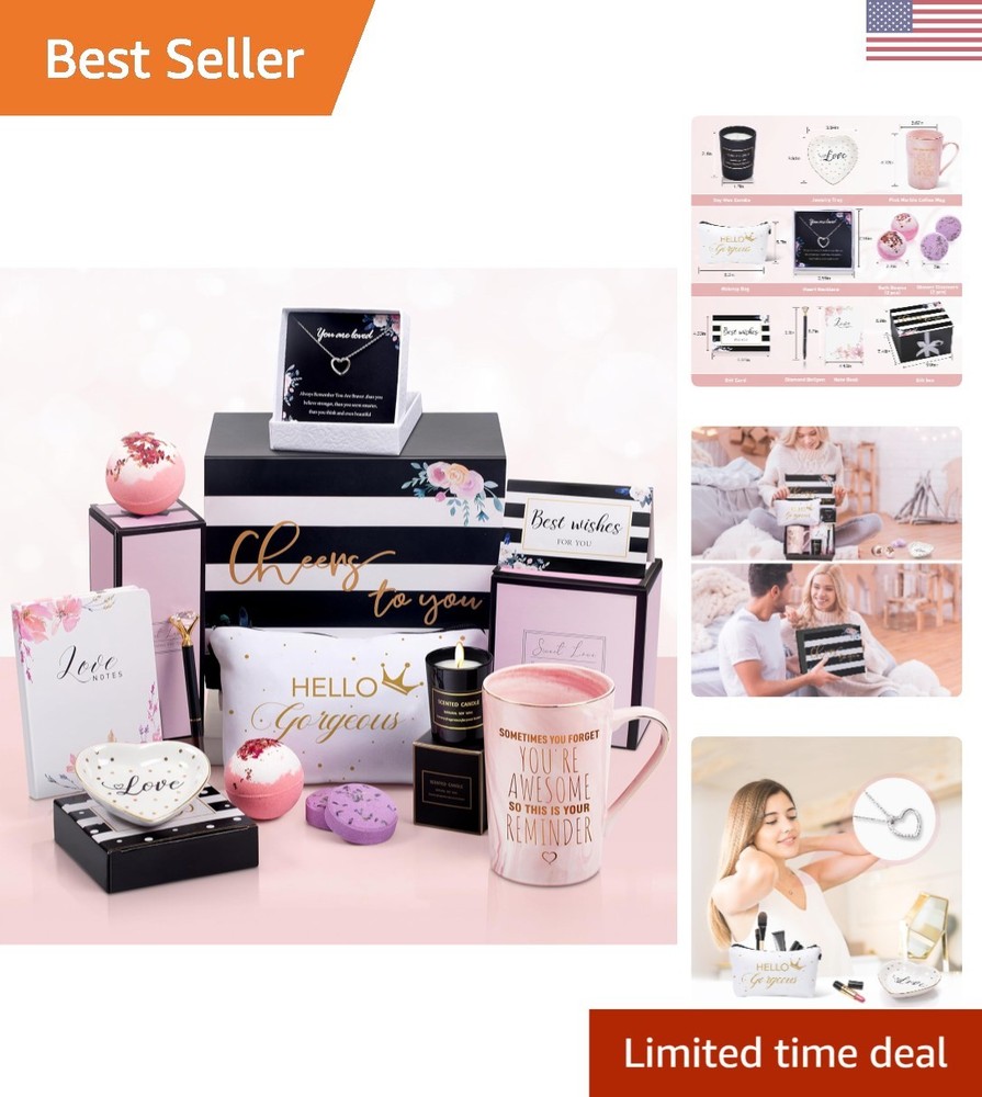 Luxury Personalized Birthday Gift Basket for Her with 11 Unique Items-image