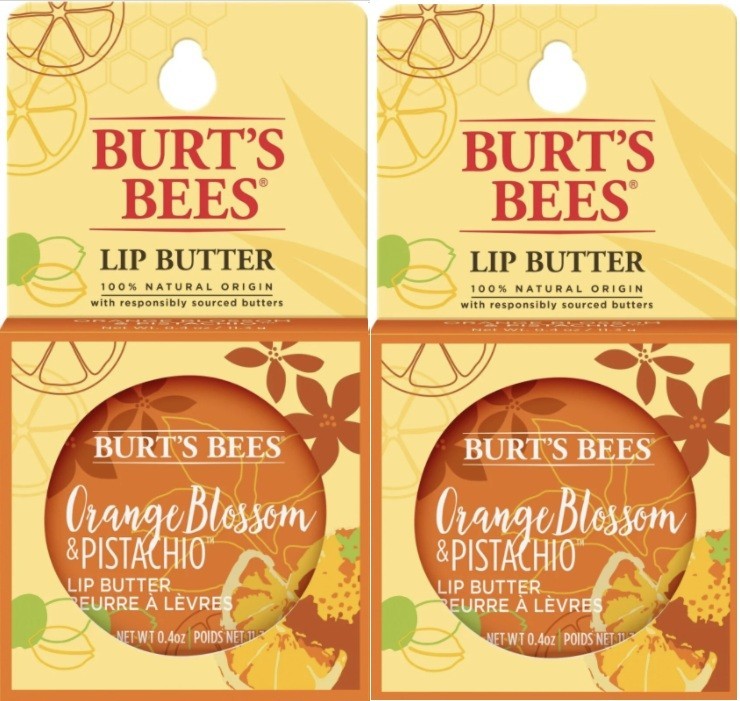 Burt's Bees Lip Butter 2-Pack Shea Orange Blossom Pistachio 100% Natural