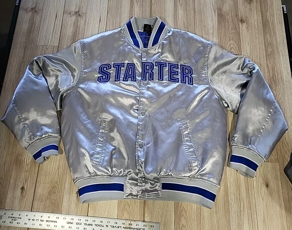 Vintage Starter Jacket NFL Dallas Cowboys T. Romo #9 Lg Satin 42/44 gray Quilted