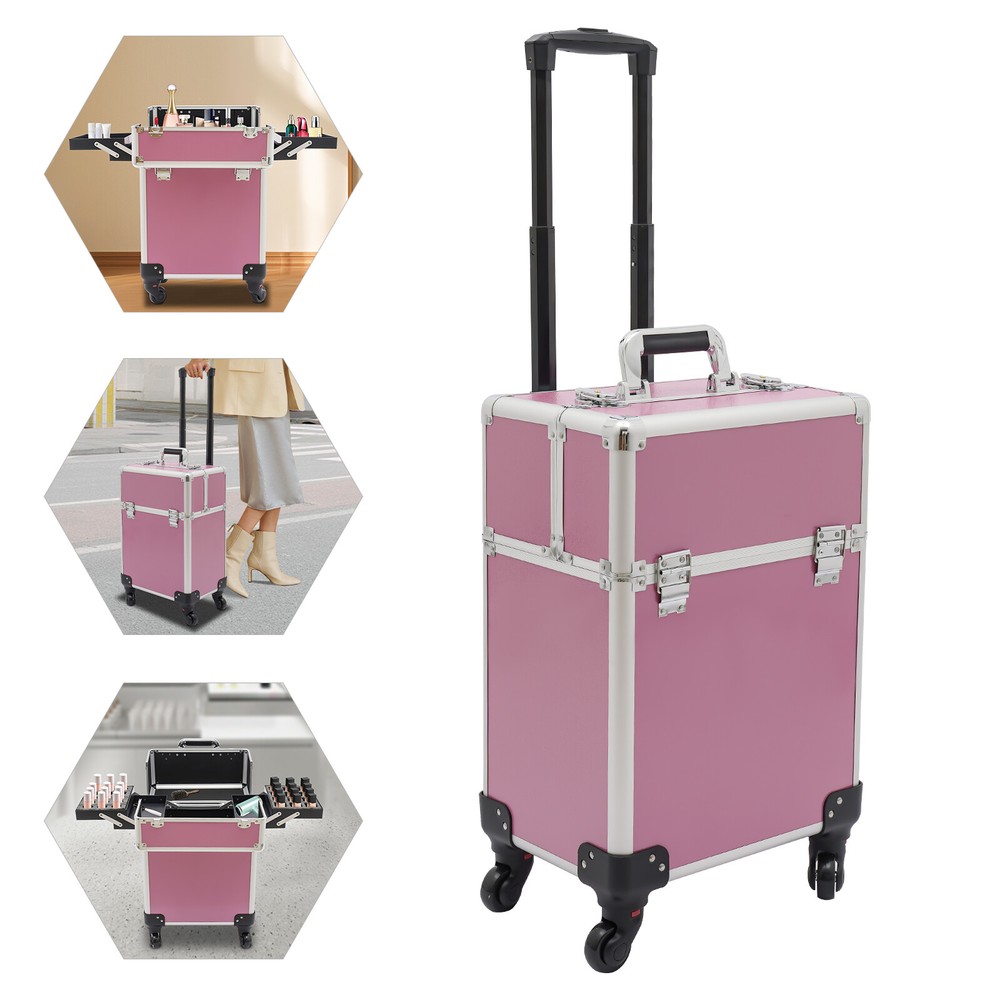 Rolling Makeup Case Cosmetic Trolley Organizer Makeup Travel Case 110.23lbs Load