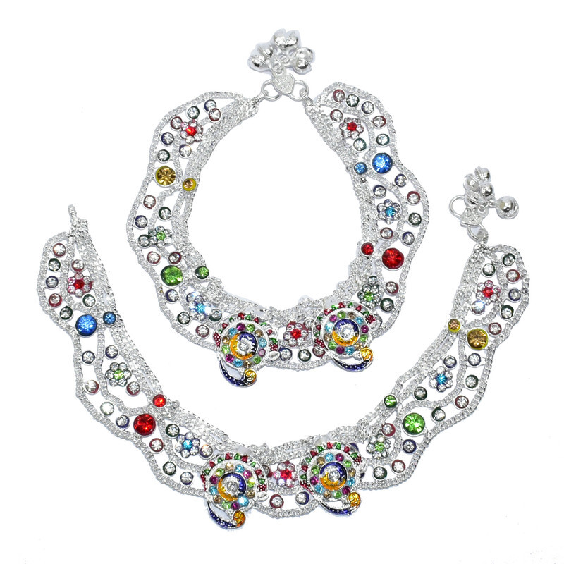Anklet Payal  Barefoot Chain Mulitcolor Ankle Payal Bracelet Bridal Foot Jewelry-image