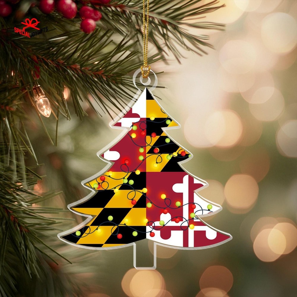 Maryland State 2D Flat Printed Acrylic Ornament Not 3D  Maryland Christmas Tree