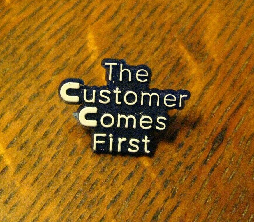 The Customer Comes First Vintage Lapel Pin - Service Standard Sales Rep Badge-image