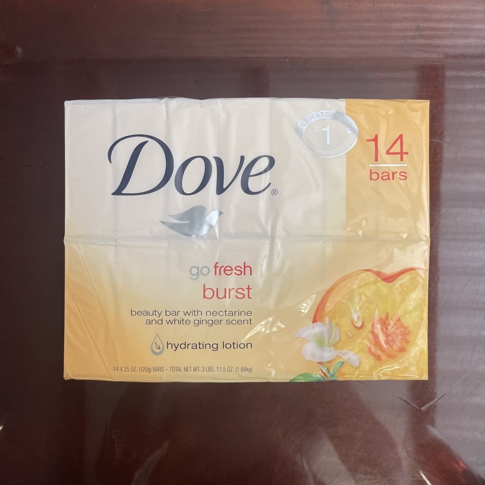 Dove Go Fresh  Nectarine & White Ginger Hydrating Lotion Soap 11.5 OZ, 14 Bars