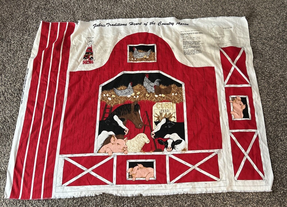 1993 Heart of Country Barn Apron Panel Farmhouse Fabric by Traditions