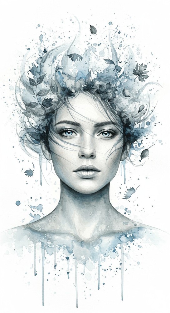 Abstract floral girl digital art wallpaper for PC & mobile-image