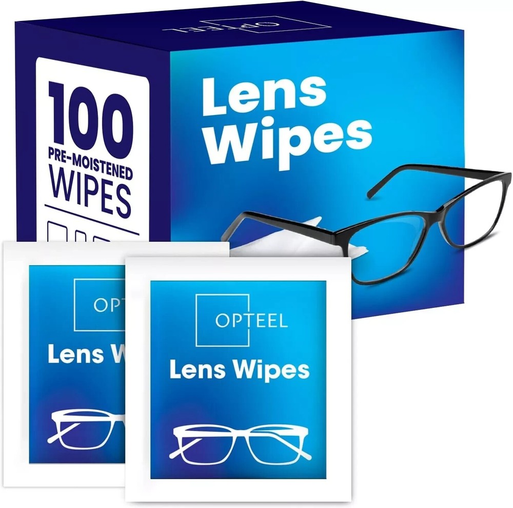 Lens Wipes for Eyeglasses- Pre-moistened Eyeglass Lens Cleaning Wipes - 100 Lens