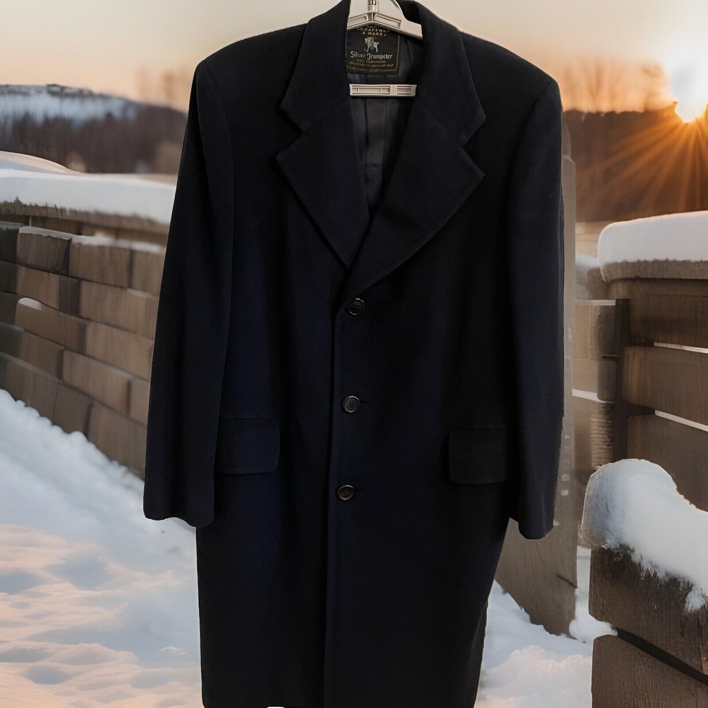 Vintage Hart Schaffner & Marx Silver Trumpeter 100% Cashmere Coat - Size XL