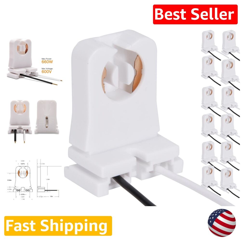 Fireproof T8 Lamp Holder with Easy Installation for LED Tube Replacement