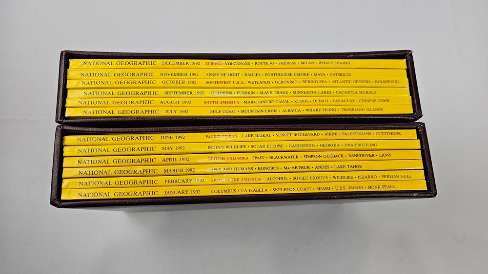 1992 National Geographic 12 Magazines Complete Set & Slipcover/ January-December
