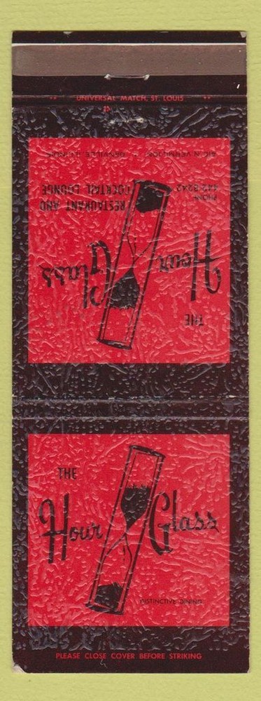 Vintage Matchbook Cover from Hour Glass Restaurant Danville IL