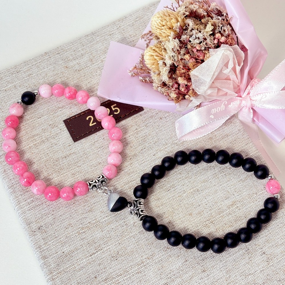 Valentines Couples Bracelet Set – Magnetic Heart Matching Bracelets – His & Her
