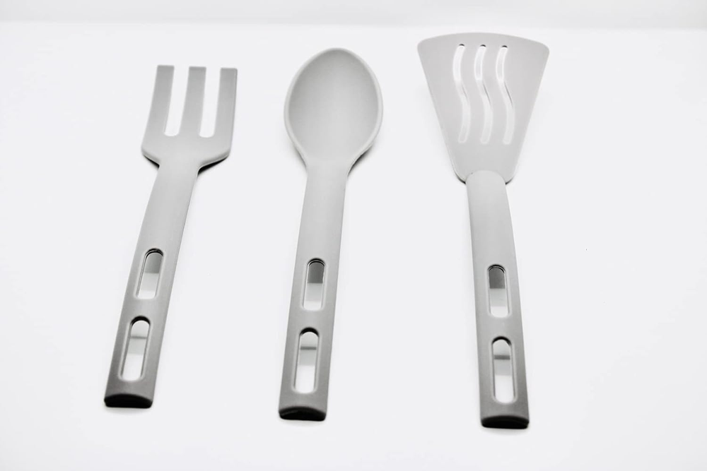 3 Piece Plastic Utensil Set (Gray)