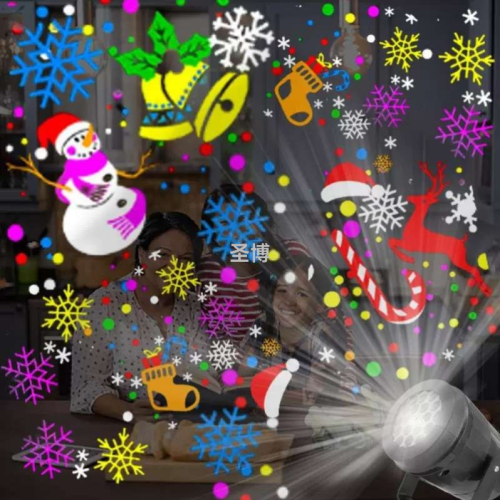 Cross-Border Blizzard 16-Pattern Christmas Atmosphere Decoration Projection Lamp-image