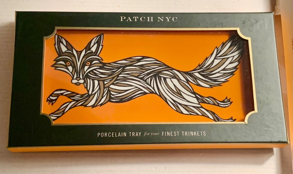 Patch NYC Fox Rectangle Porcelain Tray by Galison Orange & Gold New York City