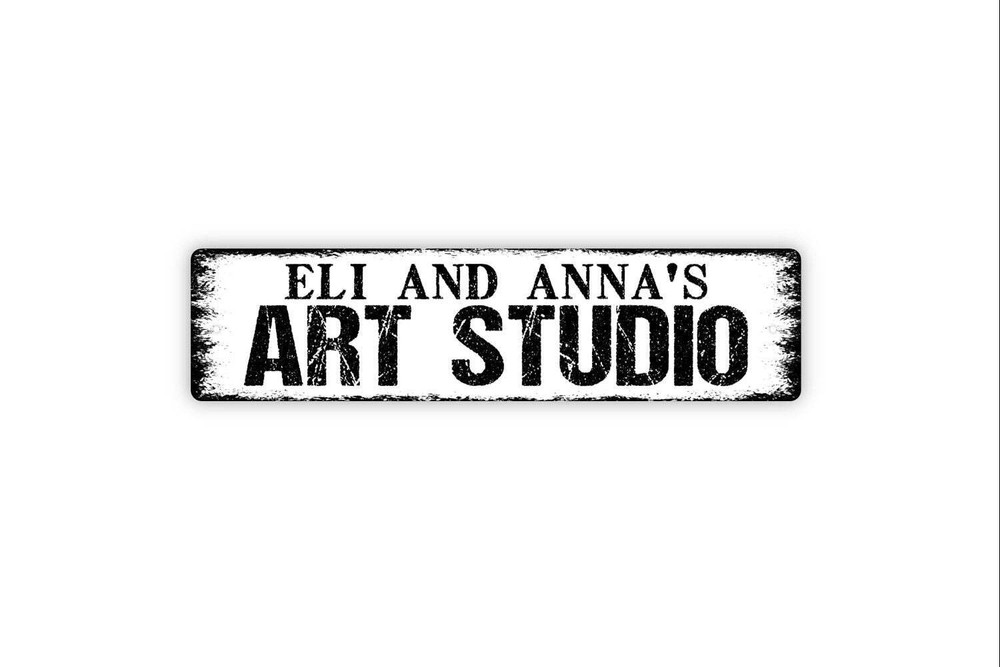 Custom Rustic Metal Art Studio Sign - Personalized Door or Street Name Plate-image