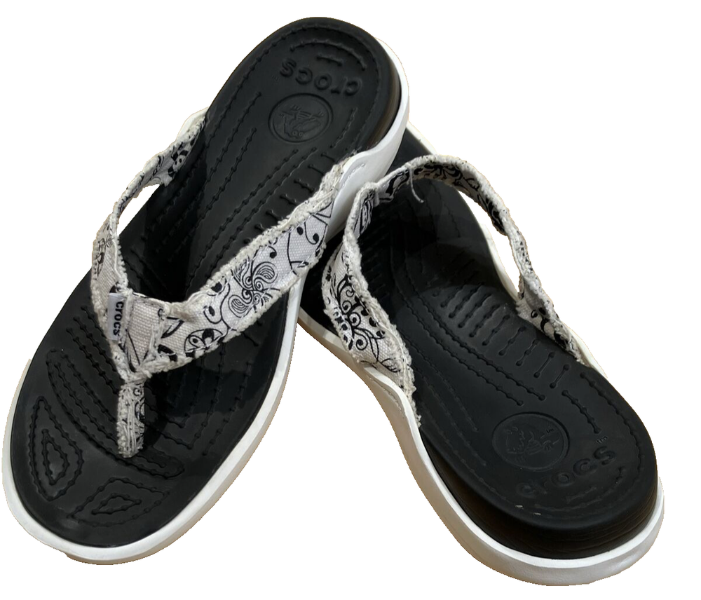 Crocs Mens Santa Cruz Surf Canvas Flip Flops Size 6 Paisley (Women's 8)