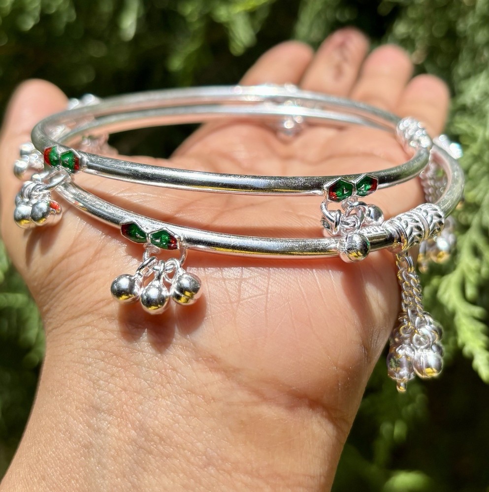 2 Pc 999 Silver Anklet Payal with Openable Ghungroo Bells 49 gm for Adults-image