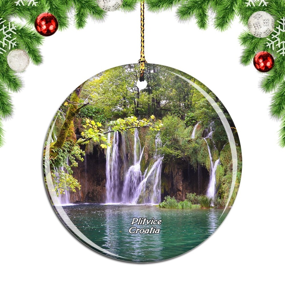 Croatia Plitvice National Park Waterfall Christmas ornament city travel souvenir