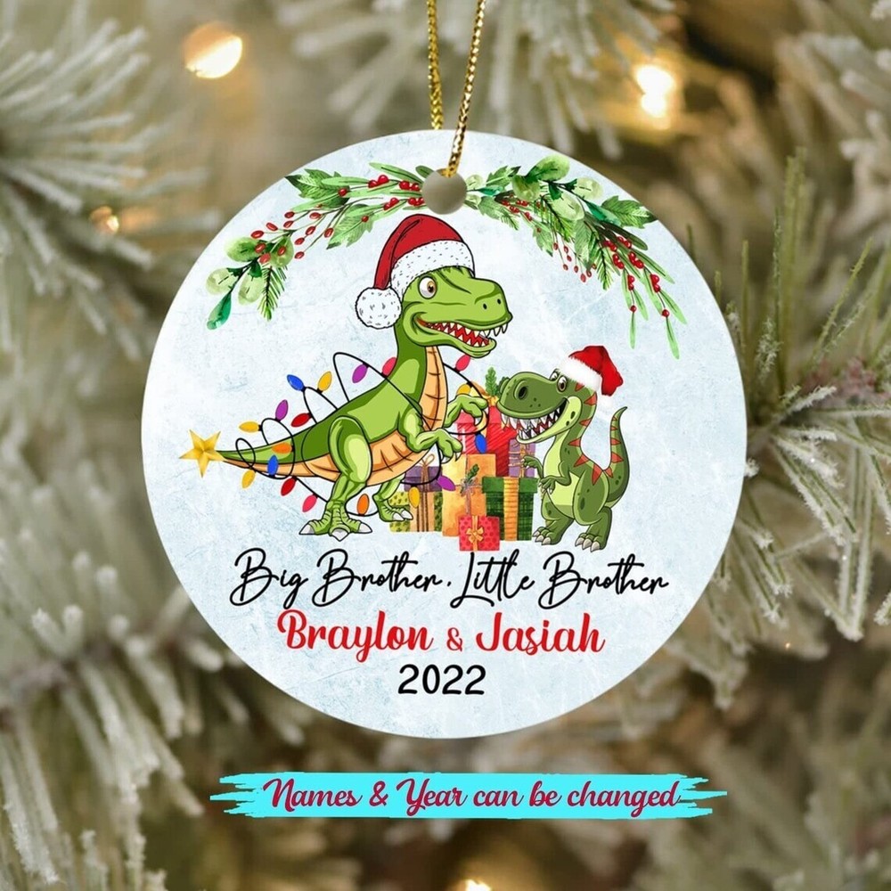 Big Brother & Little Brother Dinosaur Ornament,Personalized Dinosaur Christma...