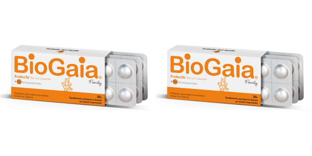 2xBioGaia Protectis Probiotic chewable tablets  + D3 Family, 2x30(60)chew.tabs