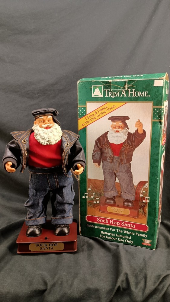 Sock Hop Santa Animated Dancing T.L. Toys HK LTD Christmas Biker TESTED WORKS
