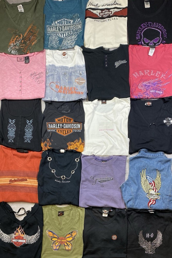 Women's Wholesale Lot 20 Harley Davidson Motorcycle T-shirts Tanks mix sizes Y2K