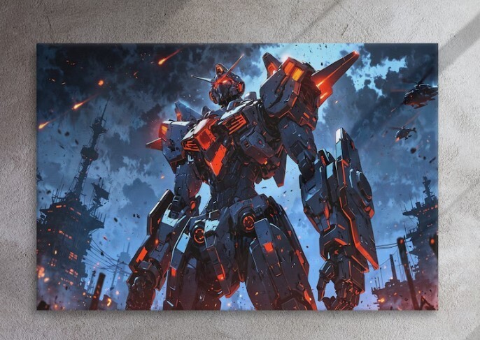 Courageous Young Pilot in Giant Mecha Suit - Anime-Style Art