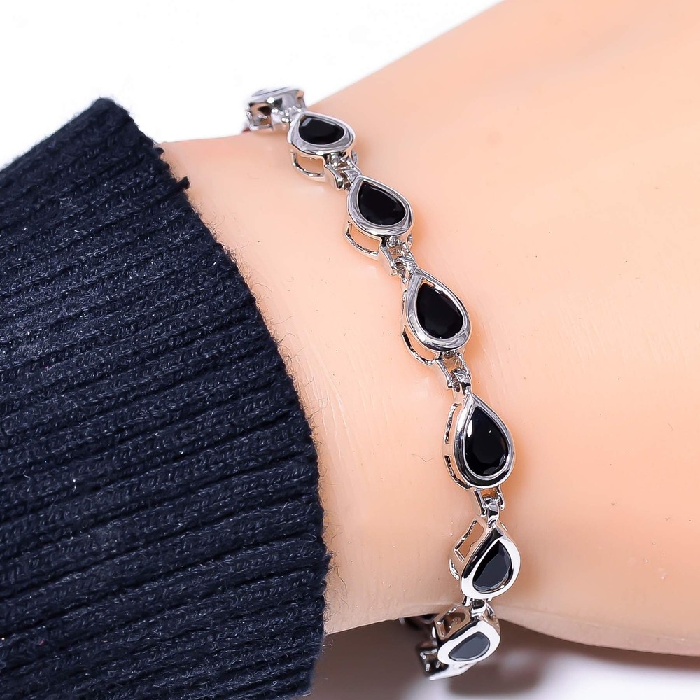 Black Onyx 925 Sterling Silver Tennis Bracelet 7.99