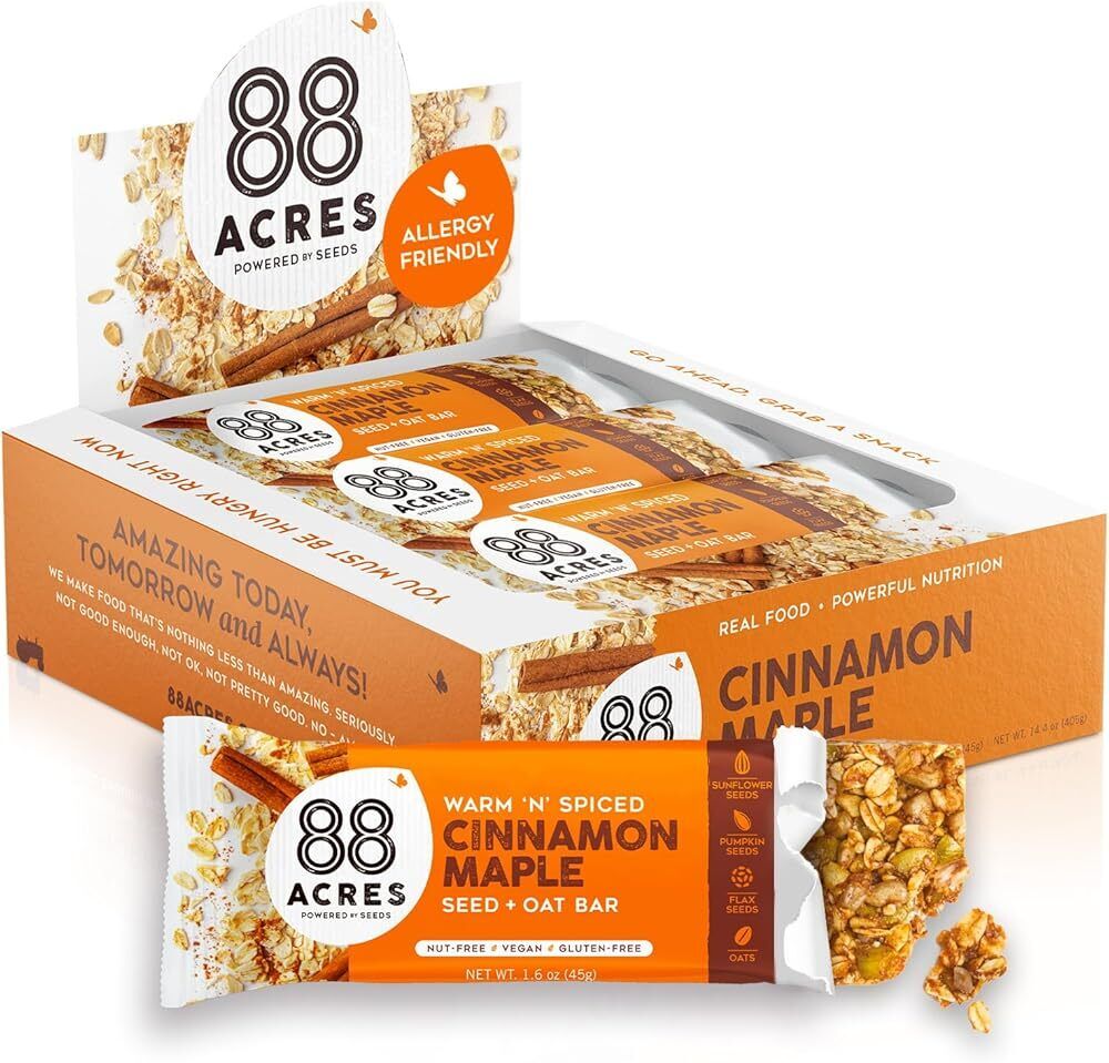 88 ACRES Cinnamon Maple Seed +Oat Granola Bar 9 Count 1.6oz