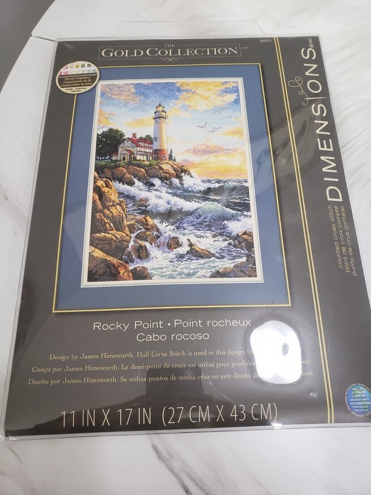 Dimensions Cliffside Lighthouse Rocky Point Gold Cross Stitch 11x17 03895