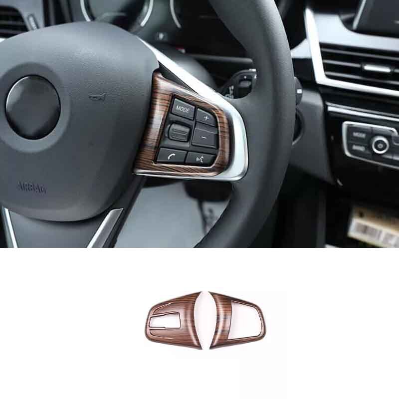 BMW 2 Series Touring Wood Grain Steering Wheel Button Frame Cover Trim 1519
