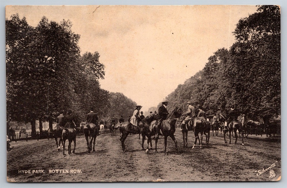 Tucks Silverette Hyde Park Rotten Row Horses Riders C1911 Postcard AC14