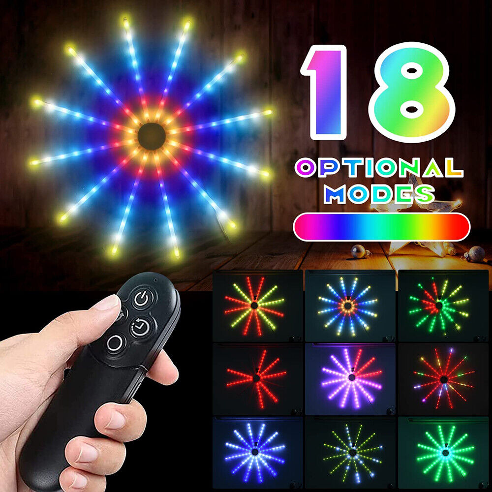 96LED Firework String Lights RGB 18 Modes Dream Color Music Sync Remote Control