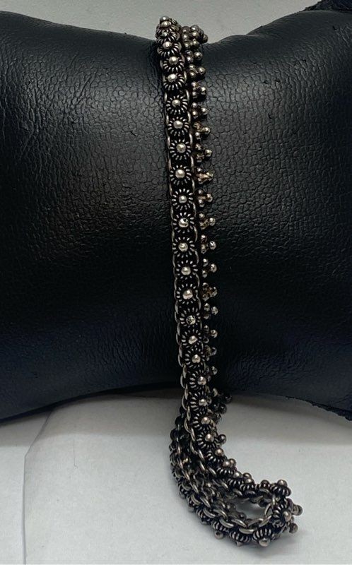 Sterling Silver Indian Payal Traditional Anklet 10.5 Inch 18.3 Grams-image