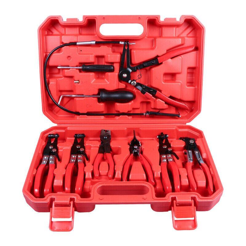 9Pcs Hose Clamp Ring Plier Set with Swivel Jaw for Flexible Cable Removal