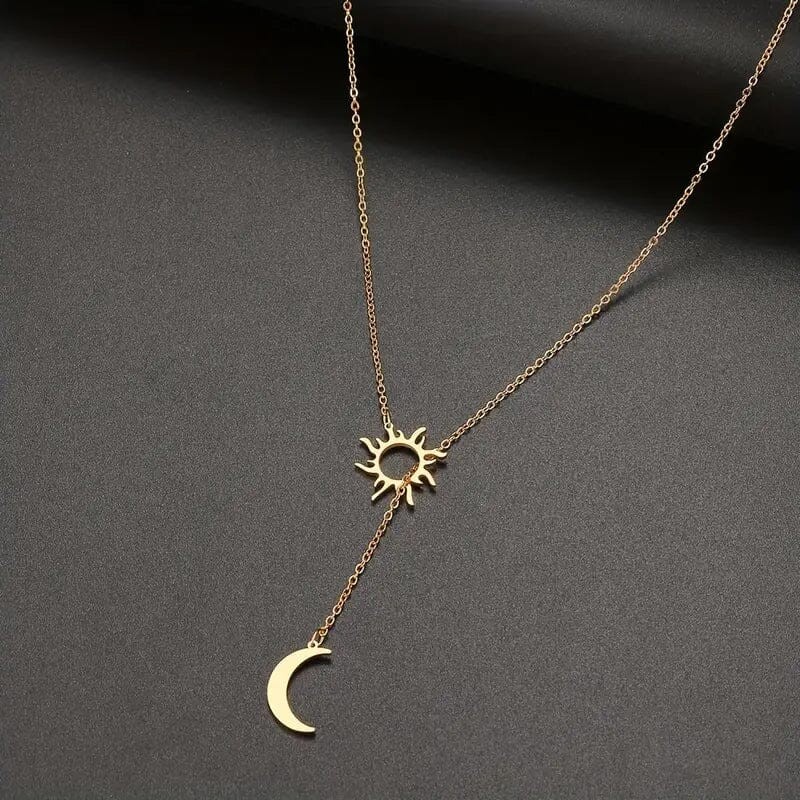 Stainless Steel Sun Totem and Moon Necklace