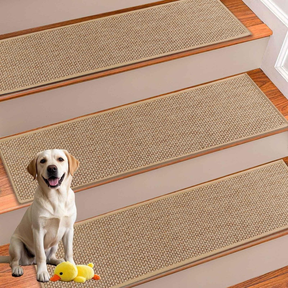 Non-Slip Stair Treads for Wood Steps - 15 Pack 8x30 Inch Carpet Treads