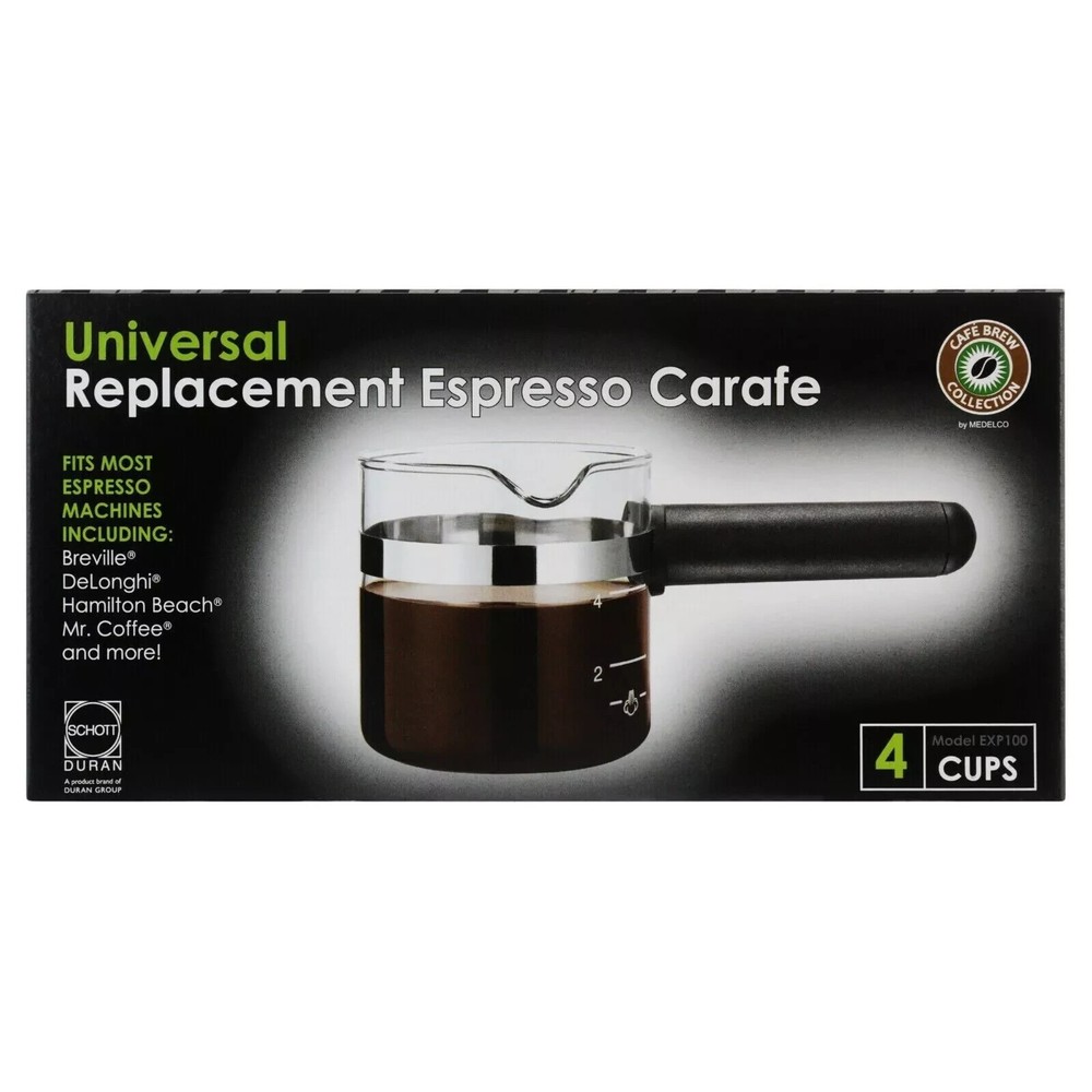Cafe-Brew 4-Cup Universal Black Glass Espresso Carafe Replacement