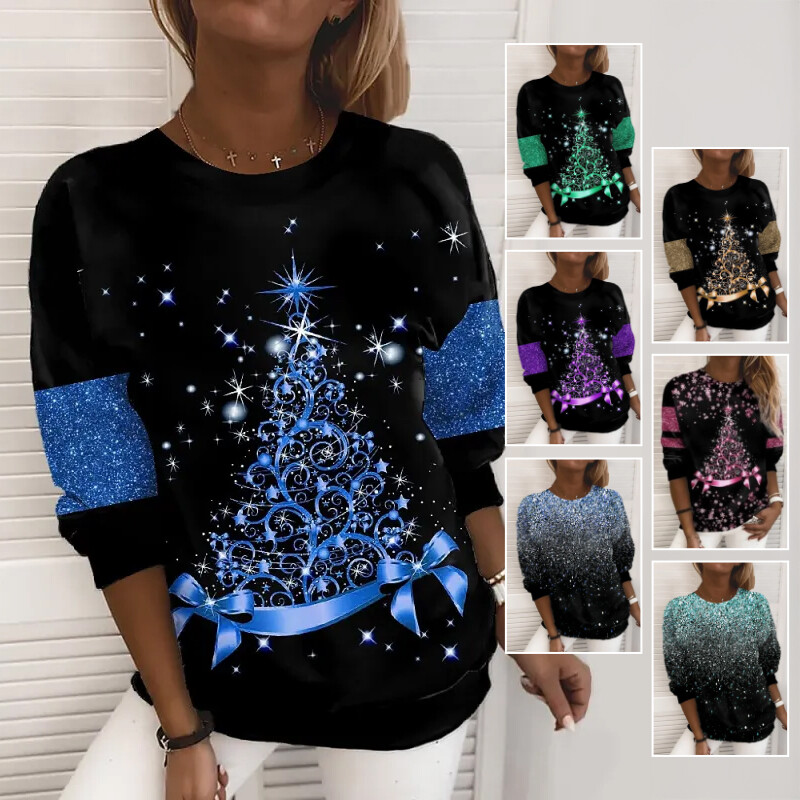 Christmas Sweater Women's 3D Digital Printing Pullover Jacket Fashion Casual Swe