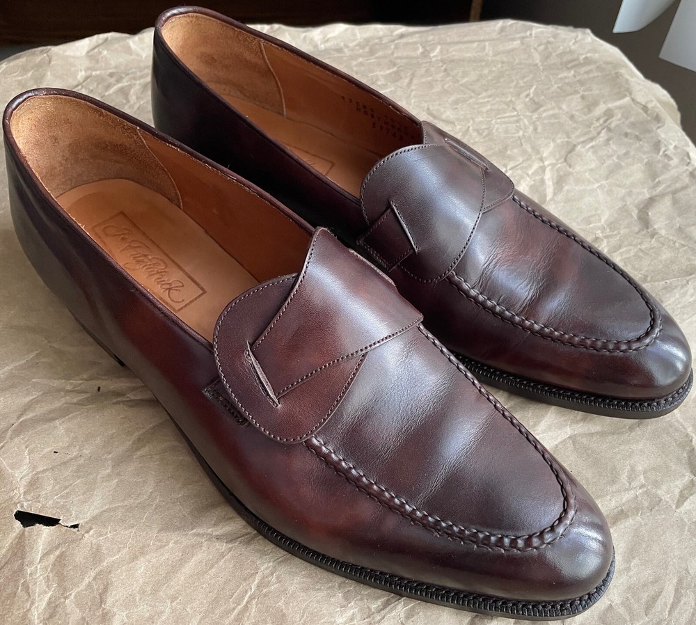 J Fitzpatrick 11.5D Brown Butterfly Penny Loafer in Museum Calf Patina