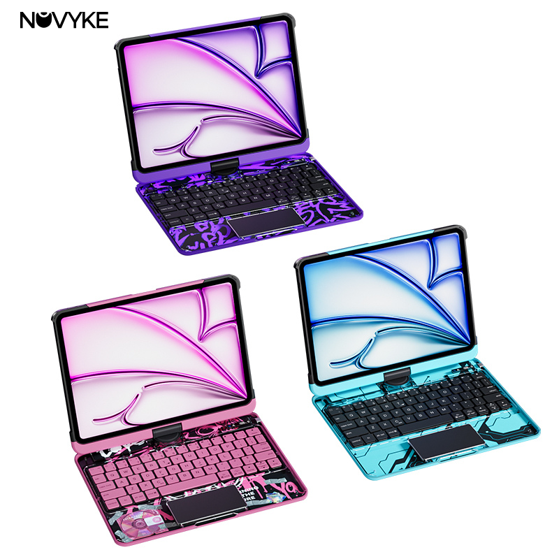 Novyke 360 Rotating Transparent iPad Keyboard Case for All Models