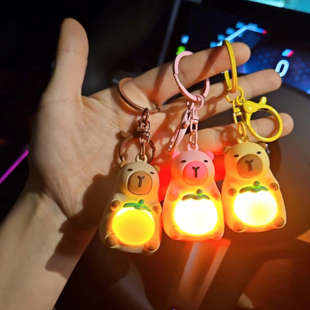 1pc Adorable Capybara Keychain with LED Light Creative Design