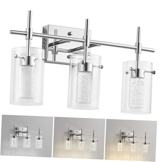 3-Light Bathroom Light Fixtures Over Mirror Vanity Light, 3 Light Chrome