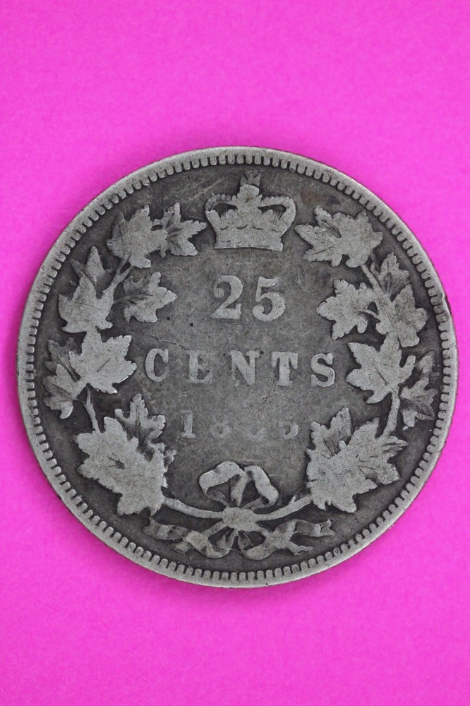 1885 Canada Silver Quarter Scarce Semi Key Date Coin .925 Fine Silver 144
