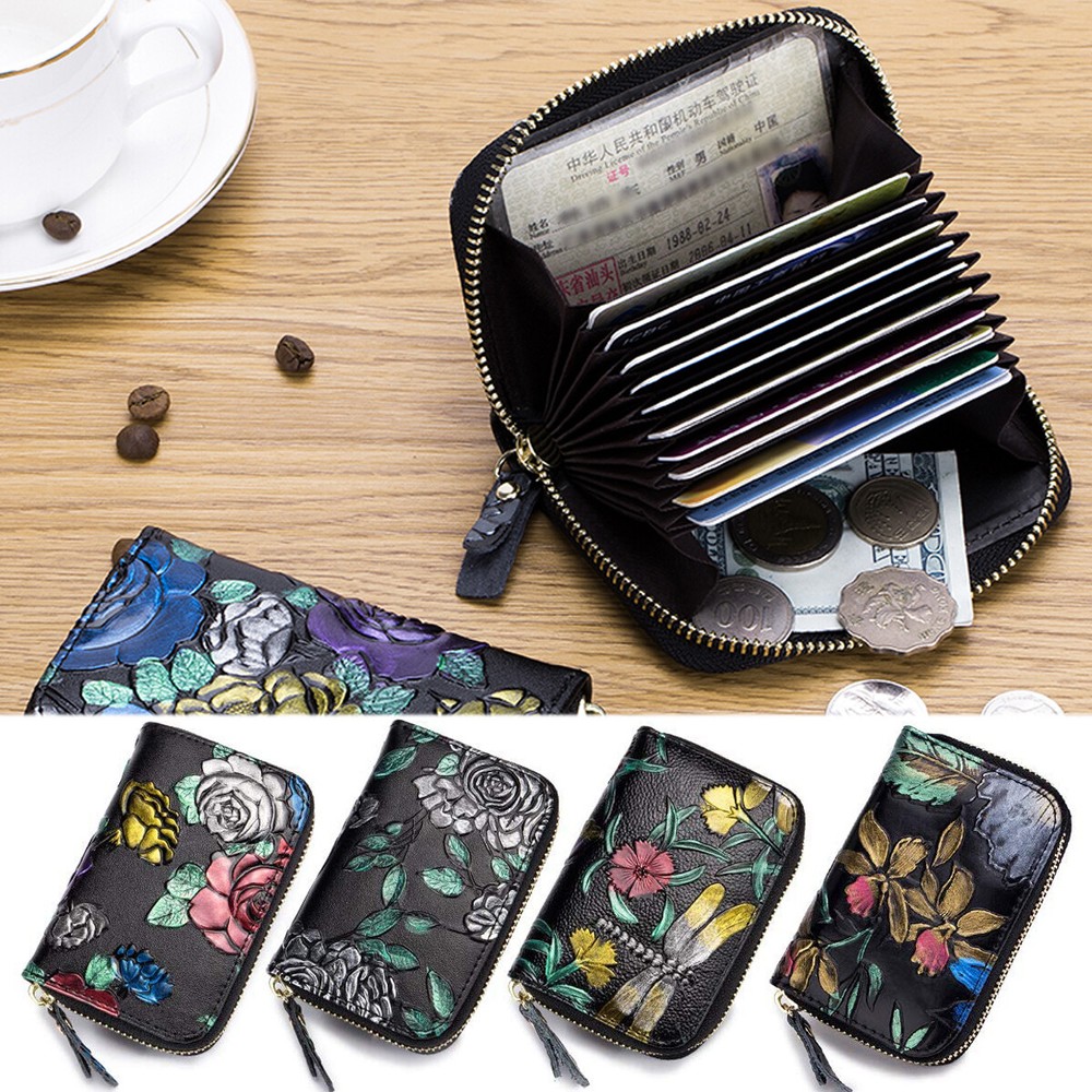 Women's RFID Leather Zipper Card Case Wallet Organizer Clutch  -image